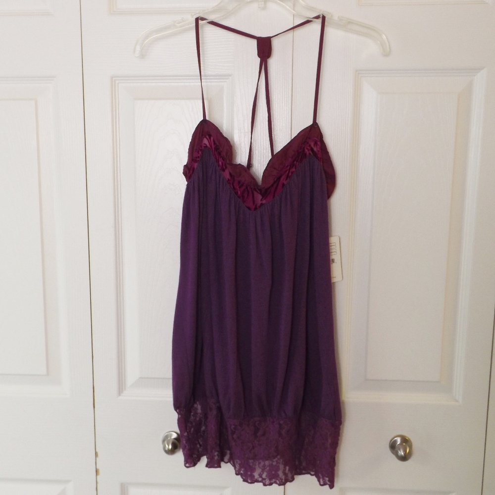 Free People Bright Purple Ruffle Tank Top NWT